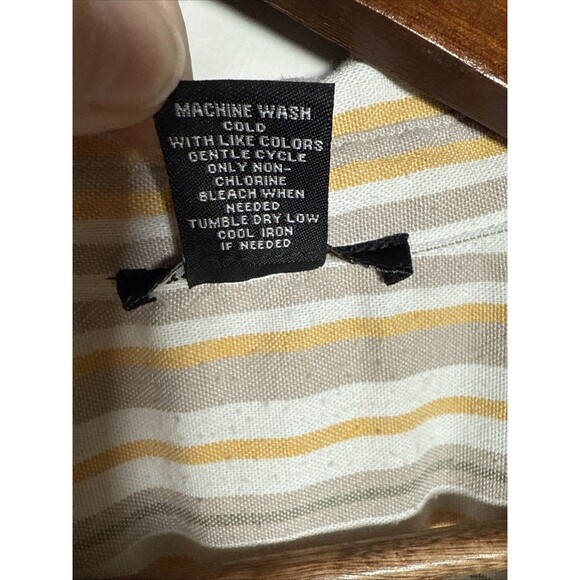 Robert Louis Linen Blend Shirt Dress Yellow Tan Stripes Women's Size 3X - Picture 9 of 11